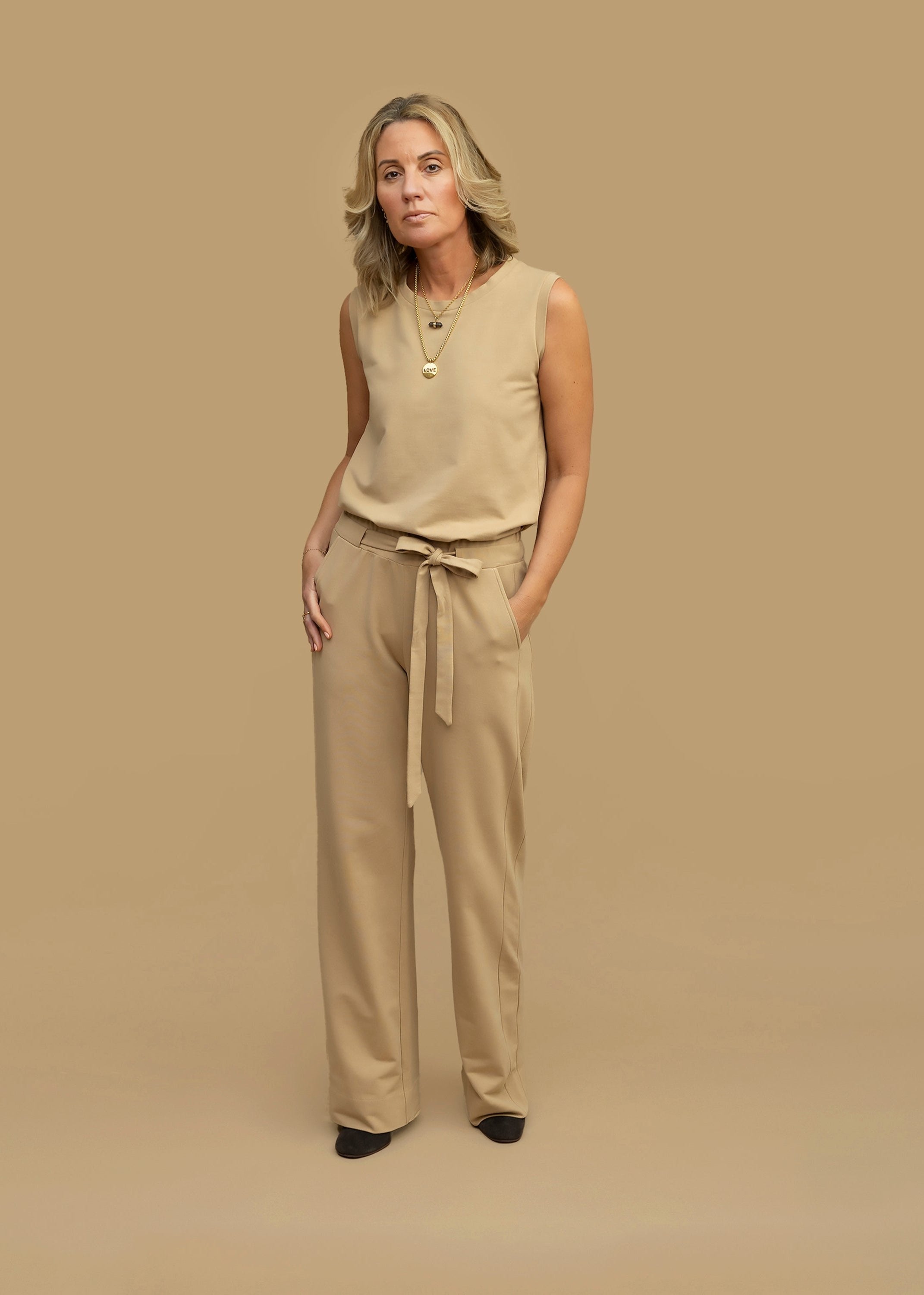 GODDESS wide leg trousers, camel