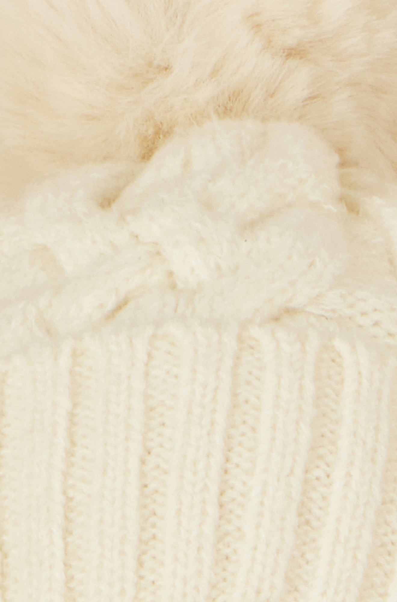 Yumi White Cable Knit Bobble Hat