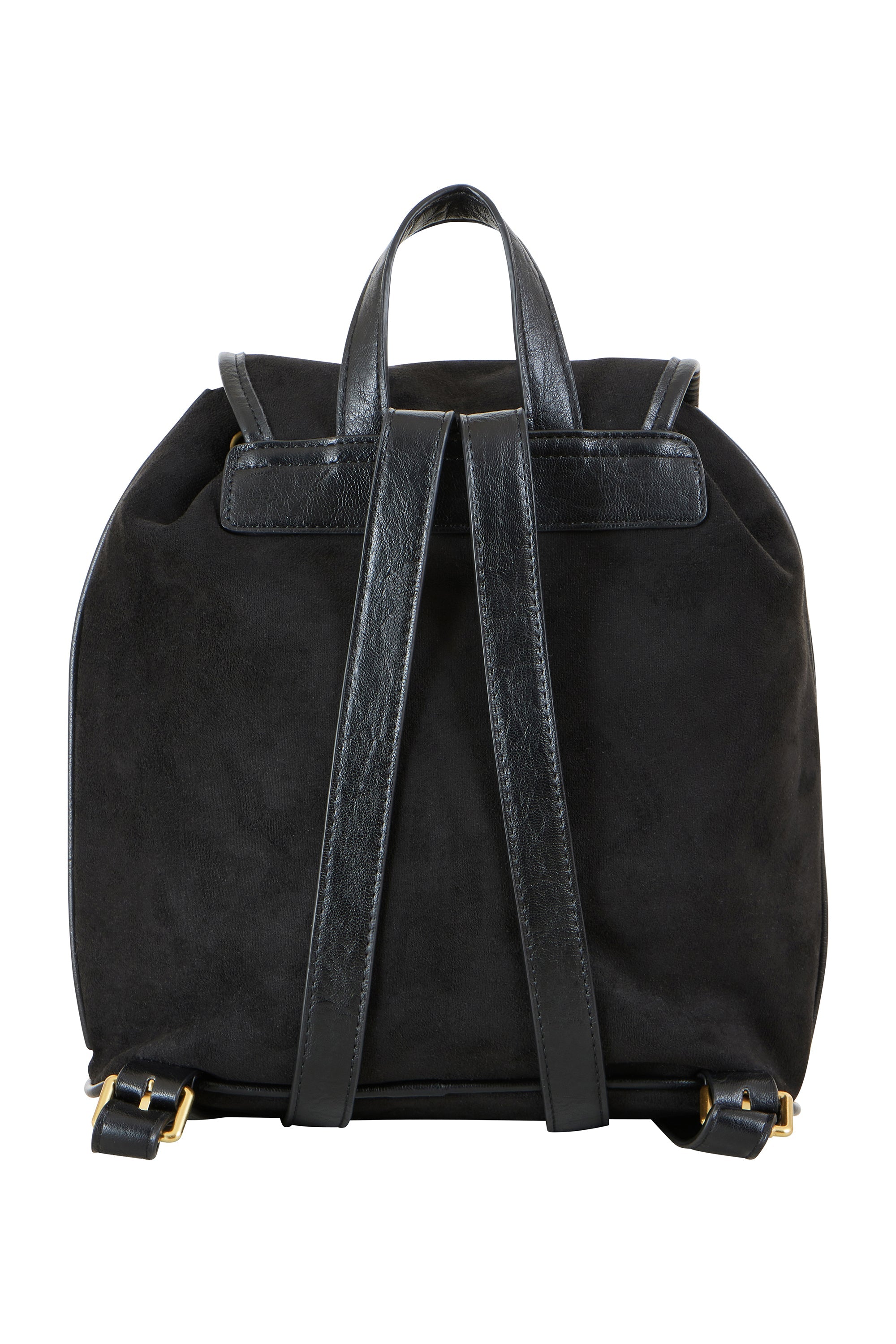Yumi Black Faux Suede Pocket Rucksack