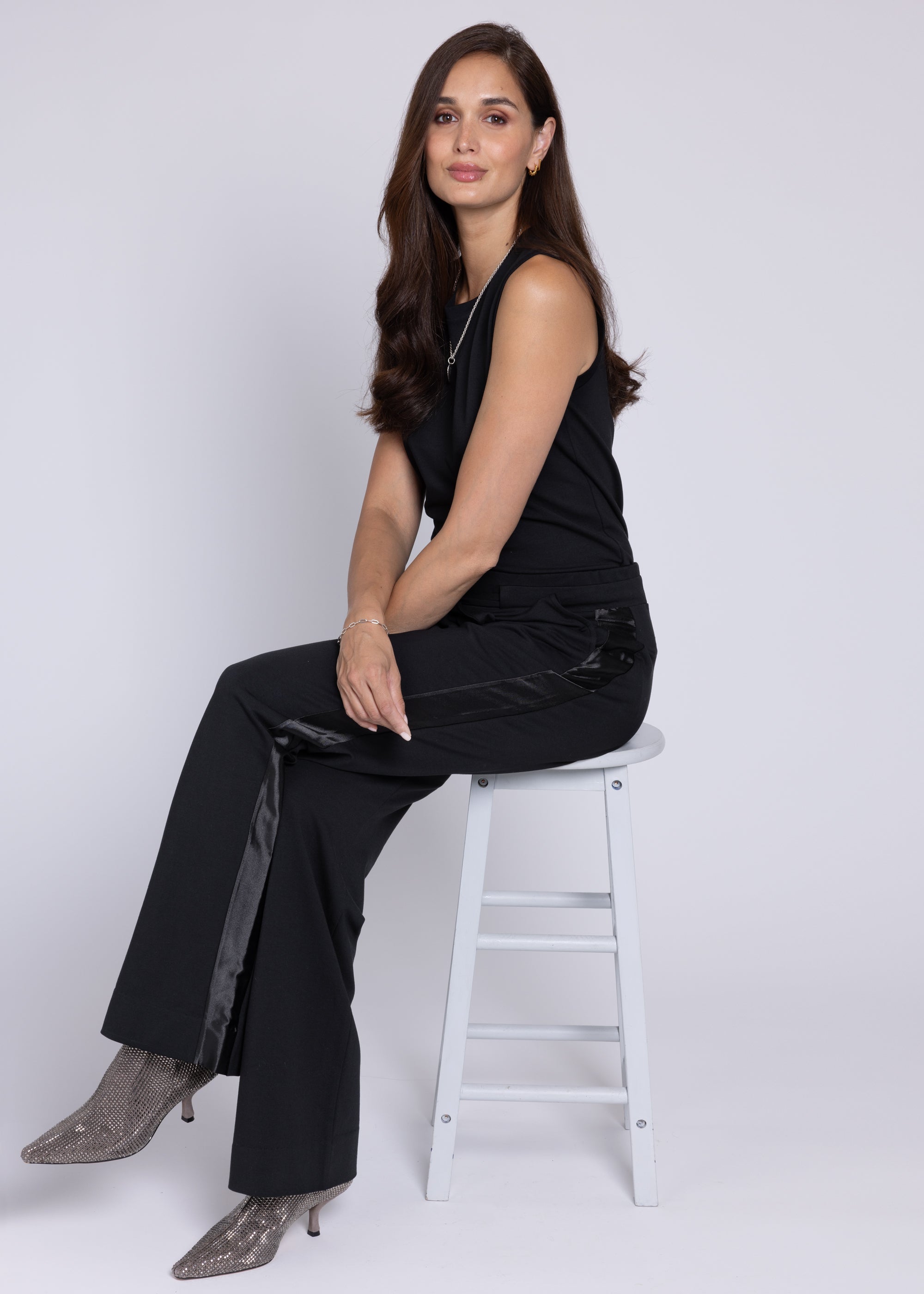 GODDESS wide leg trousers, black