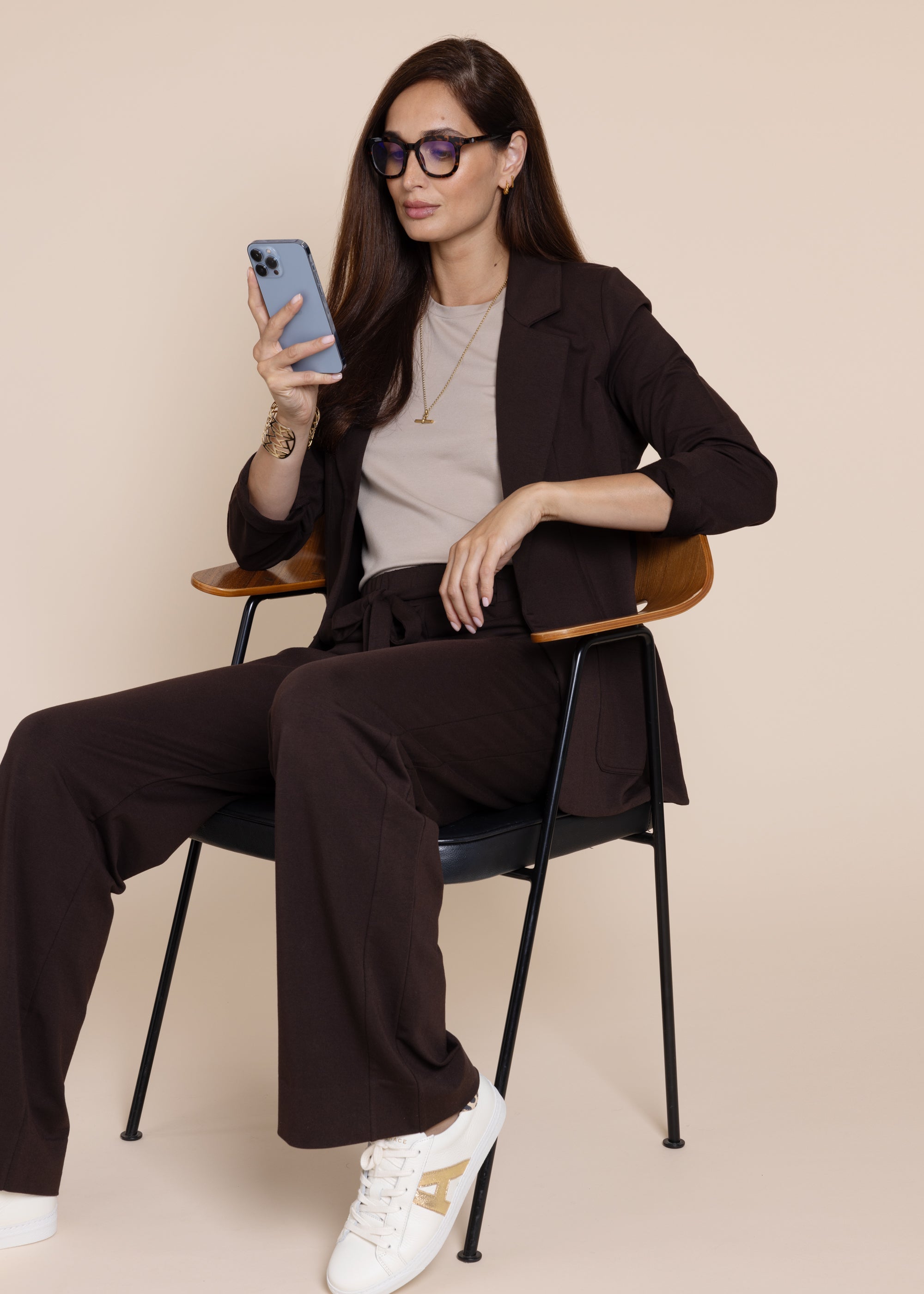 GODDESS wide leg trousers, chocolate