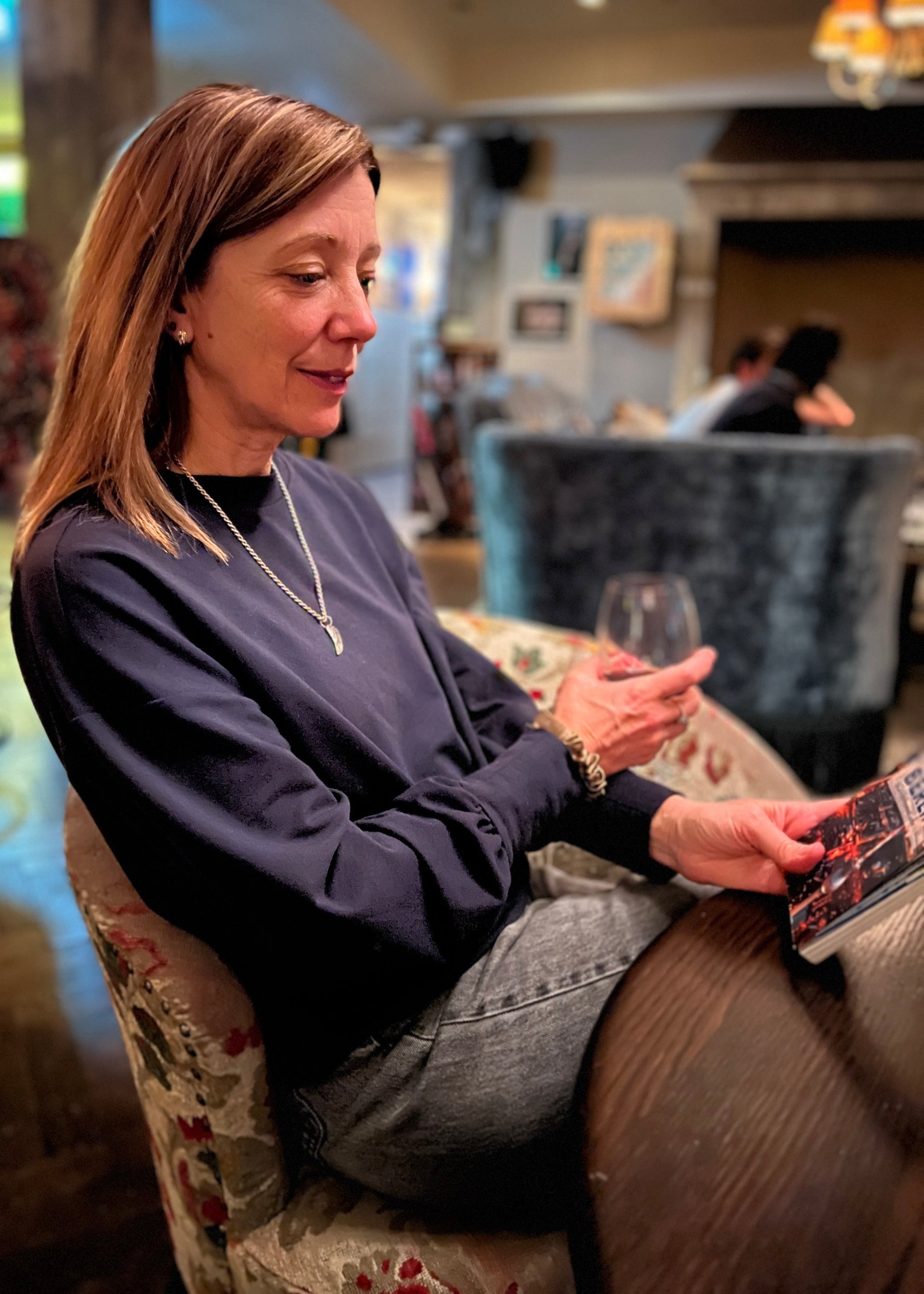 GAIA statement sleeve top, navy (SALE)