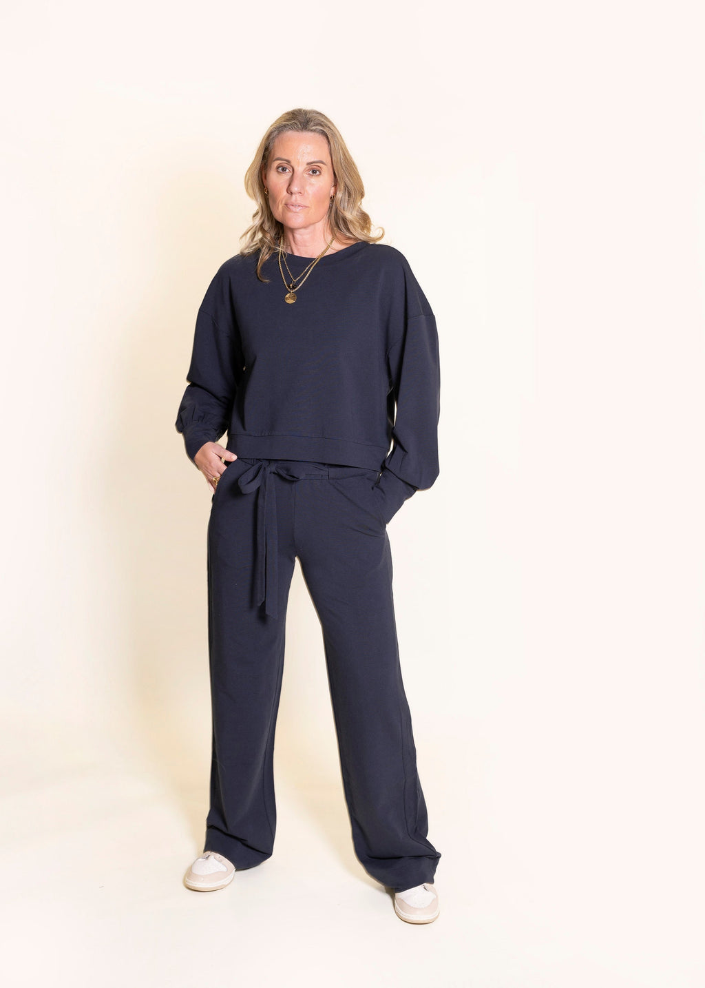 GAIA statement sleeve top, navy (SALE)