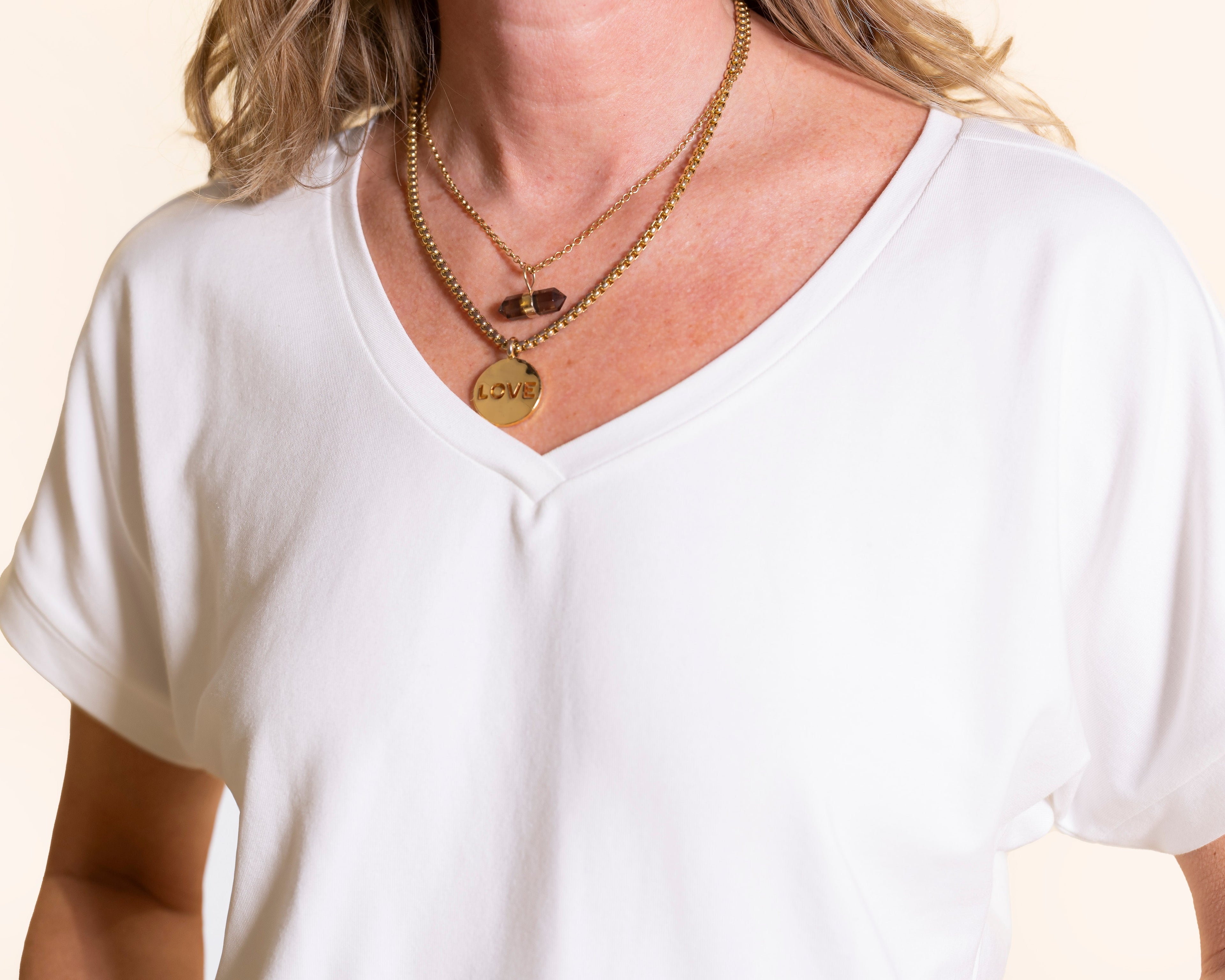 ATHENA v-neck, short sleeve top, charcoal