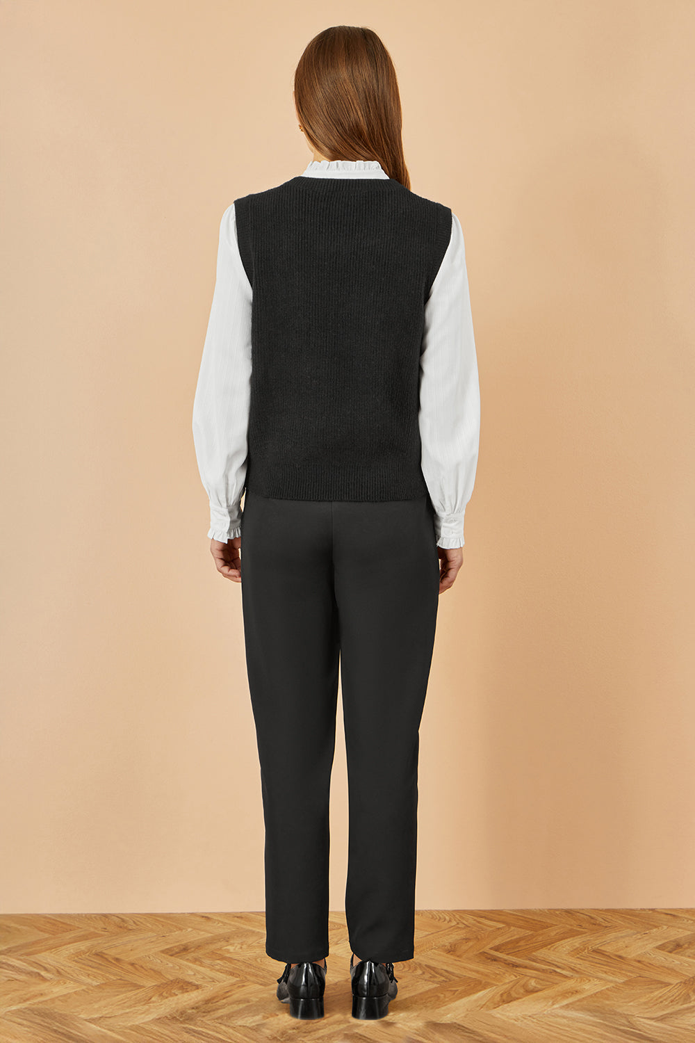 Yumi Black Flower Knitted Sleeveless Jumper Vest