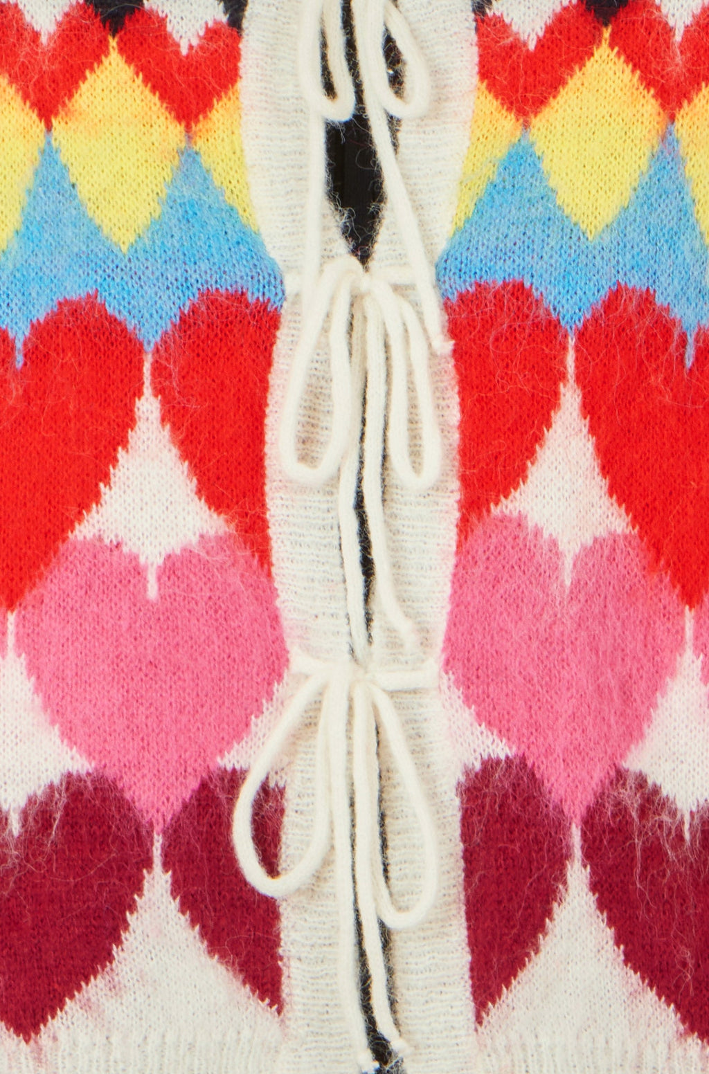 Yumi Multicolour Tie Front Heart Intarsia Cardigan