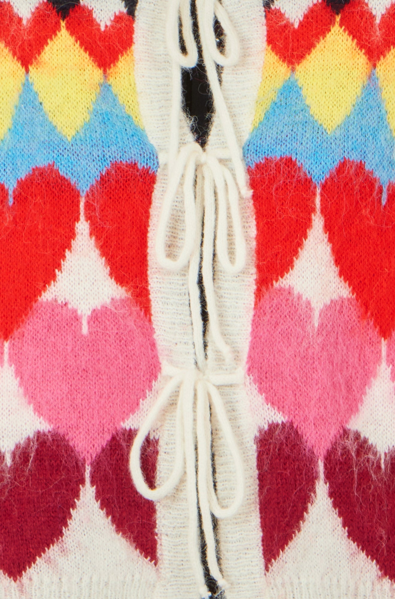 Yumi Multicolour Tie Front Heart Intarsia Cardigan