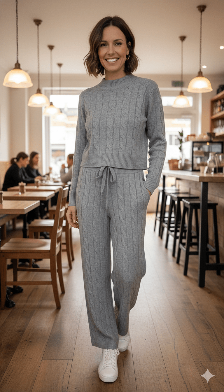 Cable Knitted Co Ord Trouser Set - PAPRIKA UK