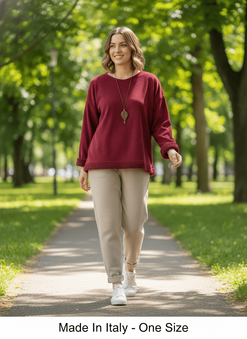 Fleece Lined Longline Sweat Top - PAPRIKA UK