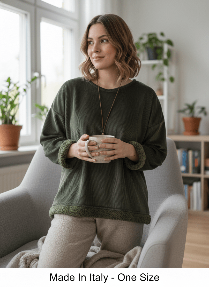 Fleece Lined Longline Sweat Top - PAPRIKA UK