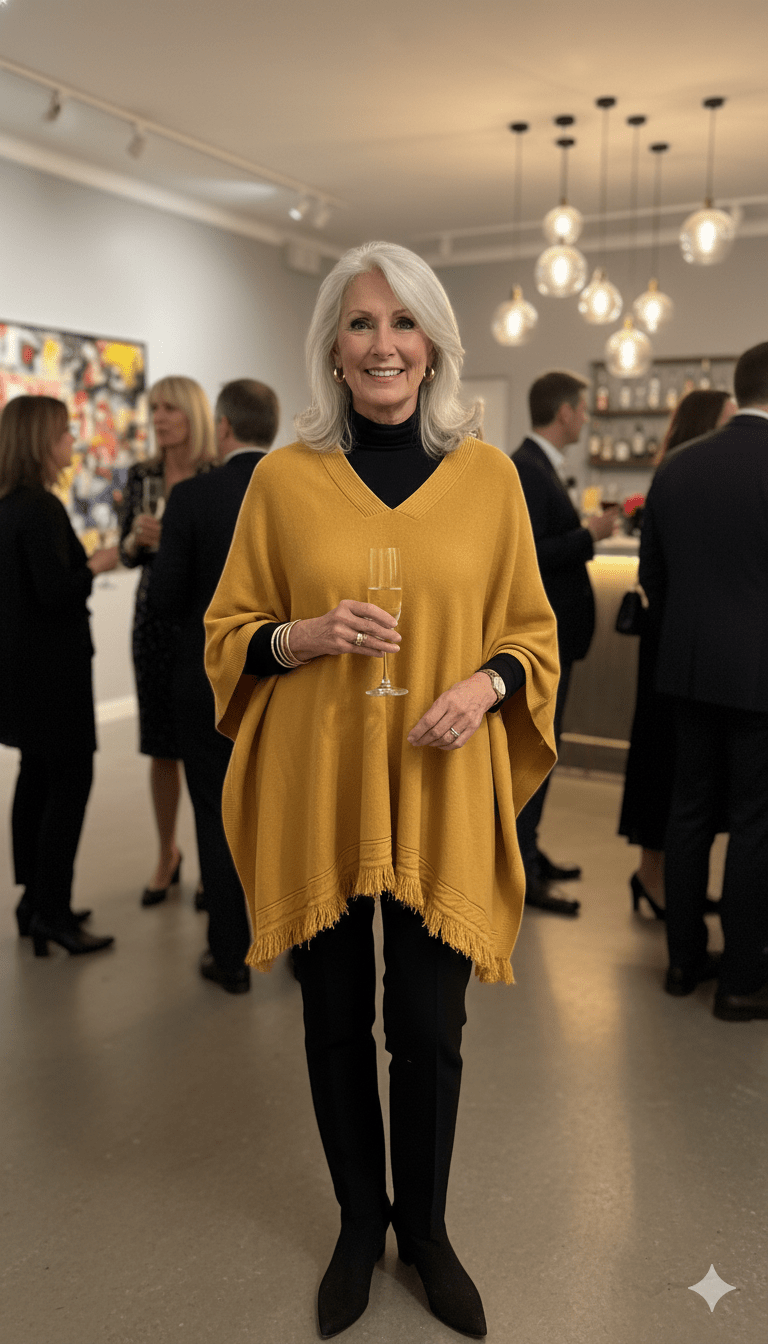 Fringed Knitted Poncho - PAPRIKA UK