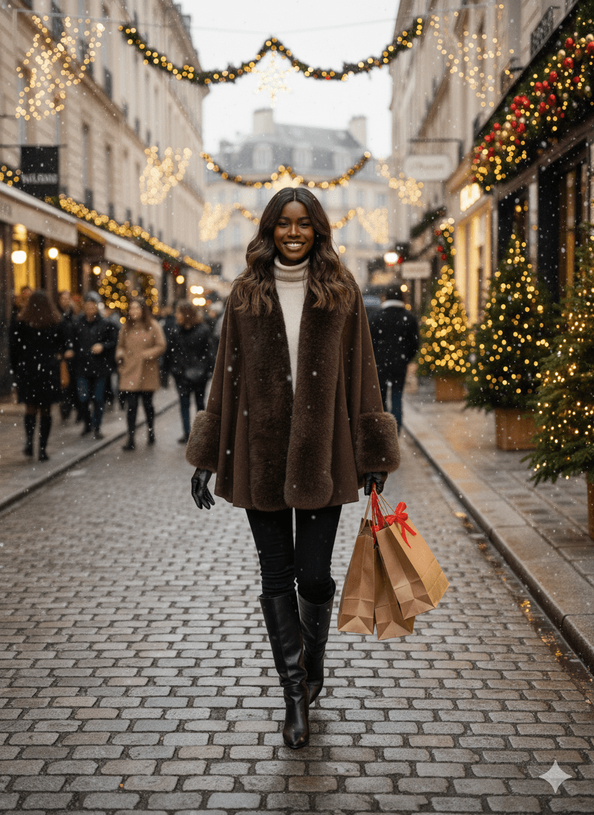 Fur Front Cape Poncho One Size - PAPRIKA UK