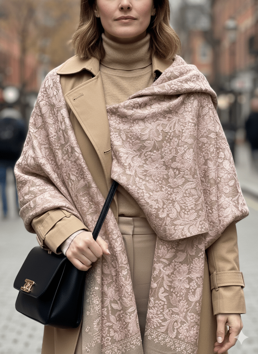 KASHMIRI Silk Embroidered Shawl - PAPRIKA UK