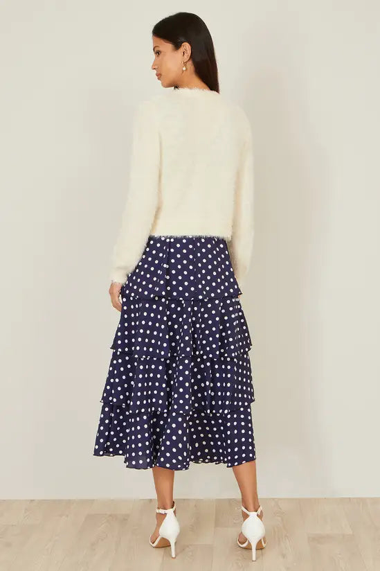 Yumi Ivory Eyelash Knit Cropped Cardigan