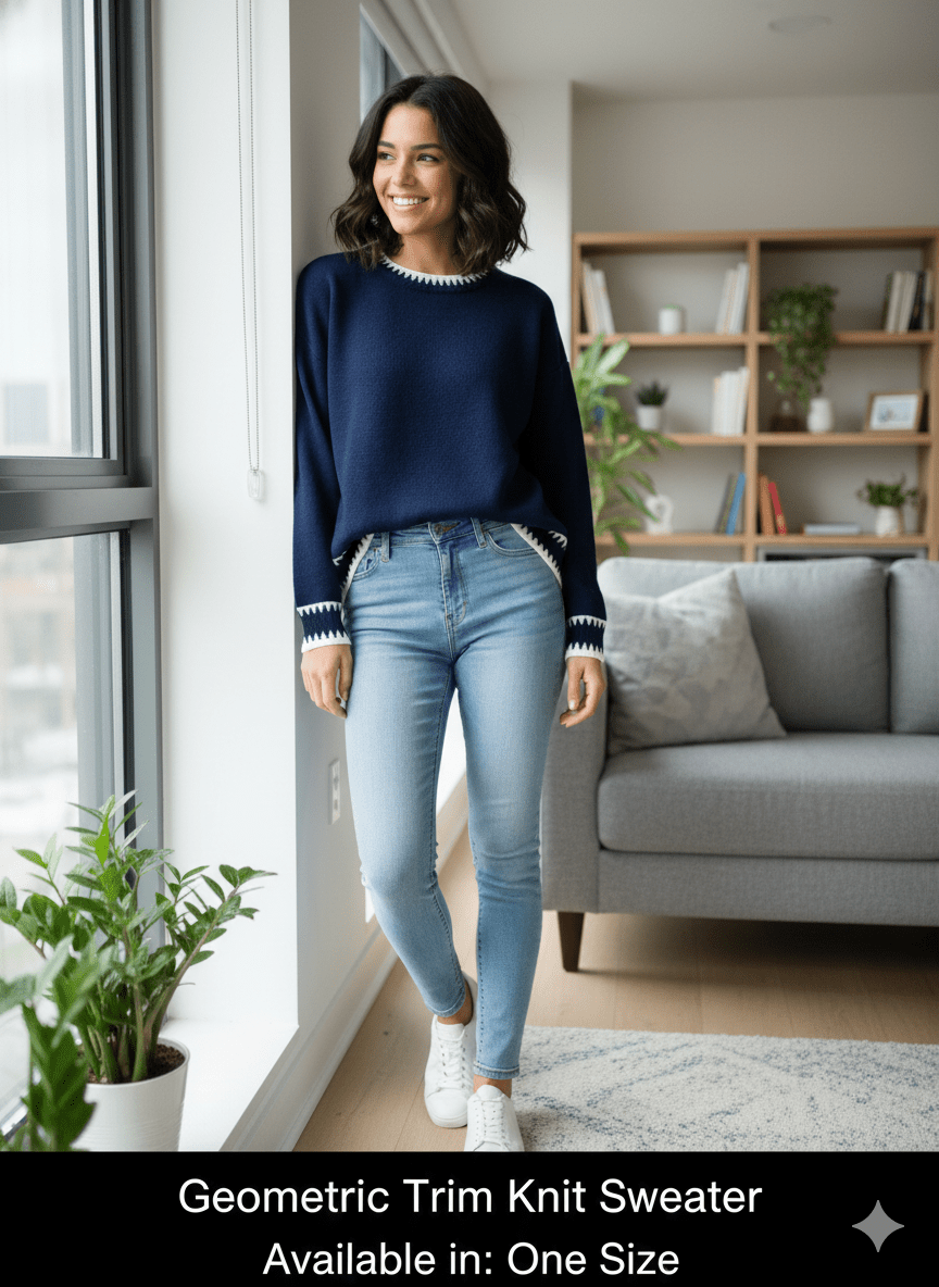 Sweater Patterned Trim Fits 8 - 16 - PAPRIKA UK