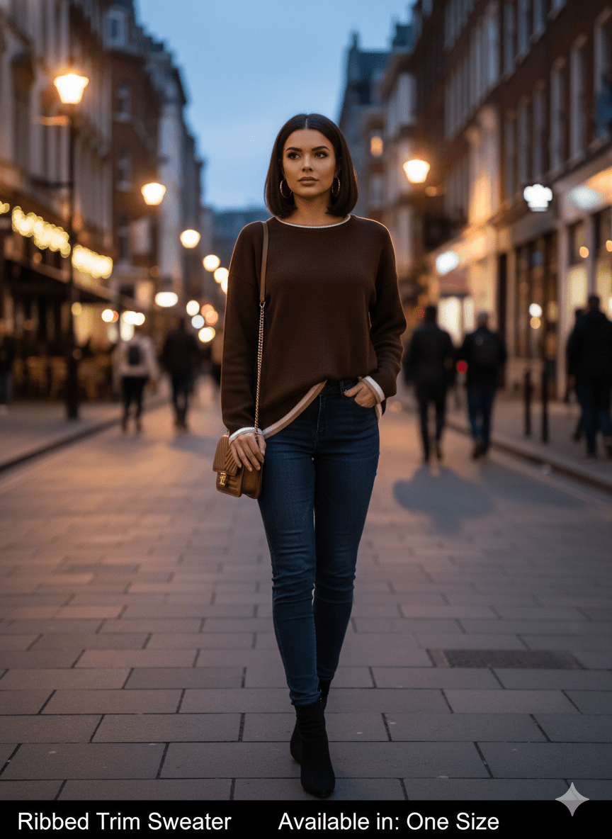 Sweater Patterned Trim Fits 8 - 16 - PAPRIKA UK