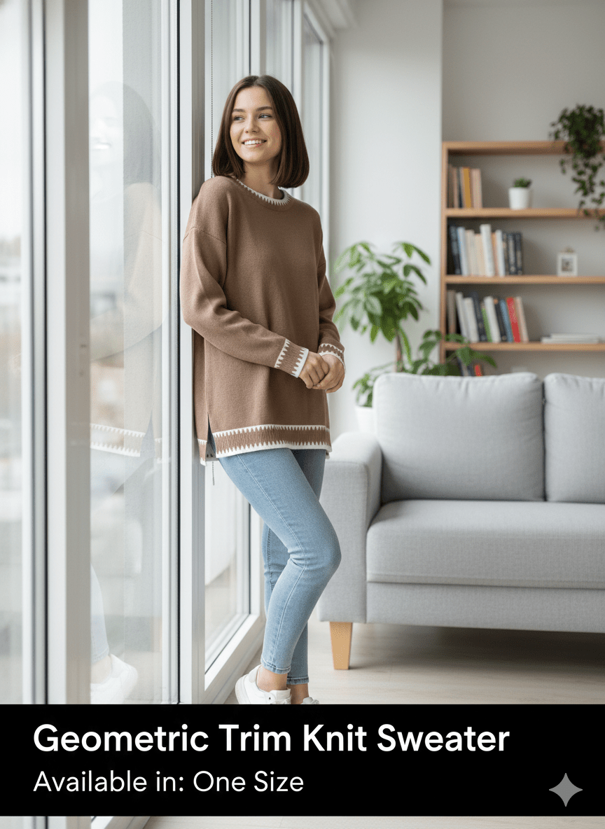 Sweater Patterned Trim Fits 8 - 16 - PAPRIKA UK